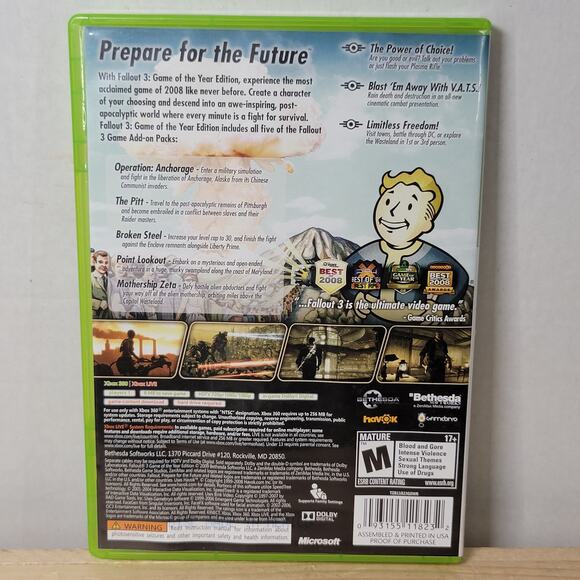 XBOX 360 Game: Fallout 3 (2-Disc Set) w/ Booklet Insert - Picture 4 of 4